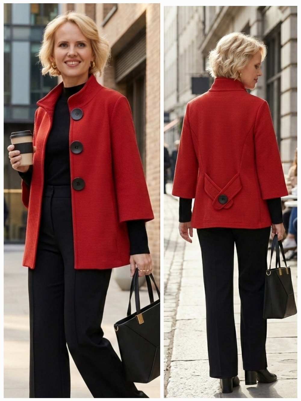 Joseph Ribkoff 10 Modern Contemporary Abstract Ribbed Pique Knit Swing Blazer
